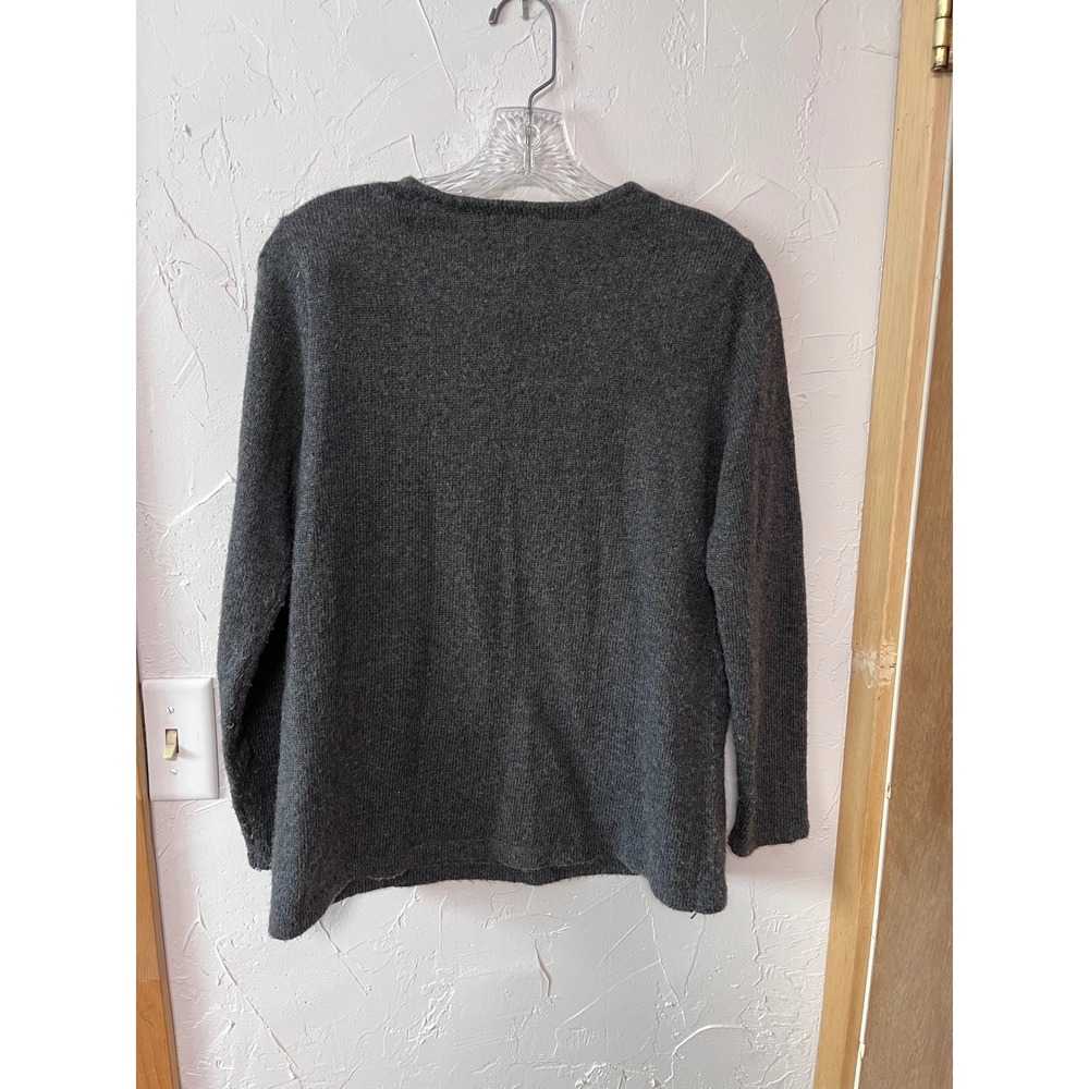 J Jill Charcoal Gray Snowflake Beaded V Neck Petite Sweater Size S - Picture 5 of 5